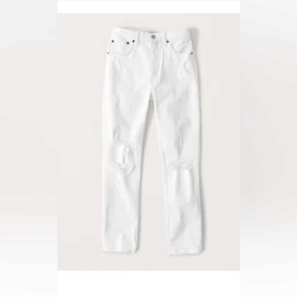 Abercrombie Curve Love high rise skinny jean in ripped white sz 26/2